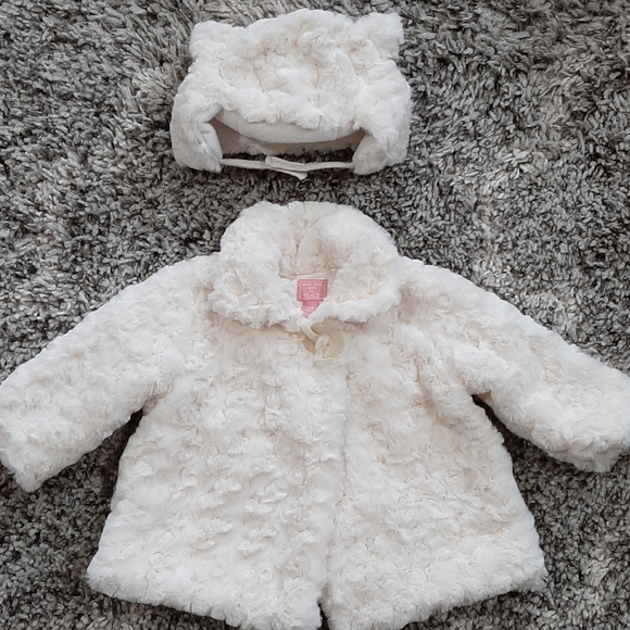 NWT Baby Girl Fur Hat and Coat - Picture 1 of 3